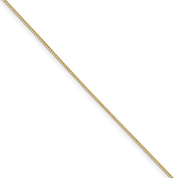 0.7mm 14k Yellow Gold Box Chain w/Spring Ring Necklace, 20 Inch - Picture 1 of 8